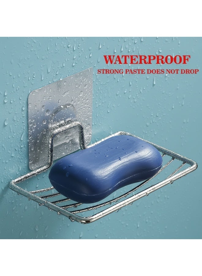 دونيكارت حامل صابون ذاتي اللصق، صينية إسفنج من الفولاذ المقاوم للصدأ للتثبيت على الحائط بدون حفر، منظم تخزين مقاوم للصدأ للحمام والمطبخ والاستحمام - فضي - Image 5